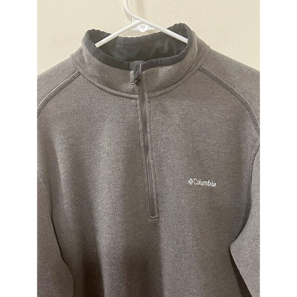 Columbia Men's LG Gray Soft Sweater Knit Fleece Lined Long Sleeve 1/4 Zip Shirt - Picture 8 of 10